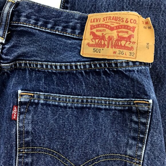 Levi's 501 Vintage Original Fit Button Fly Straight Leg High Waist Jeans 36x32 - Picture 3 of 14